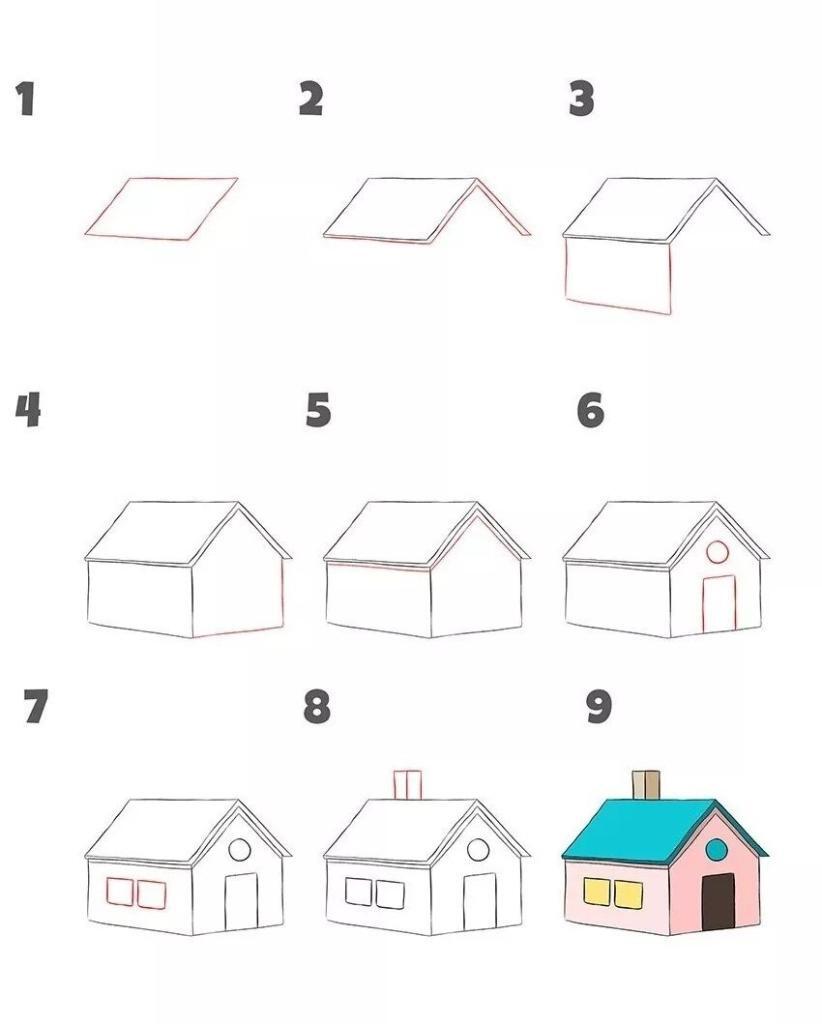 hoe stap voor stap een huis tekenen
