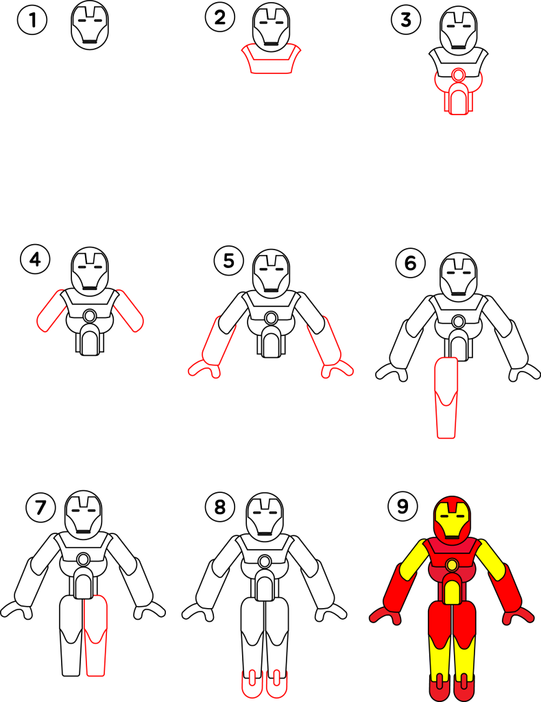 Hoe stap voor stap Iron Man tekenen