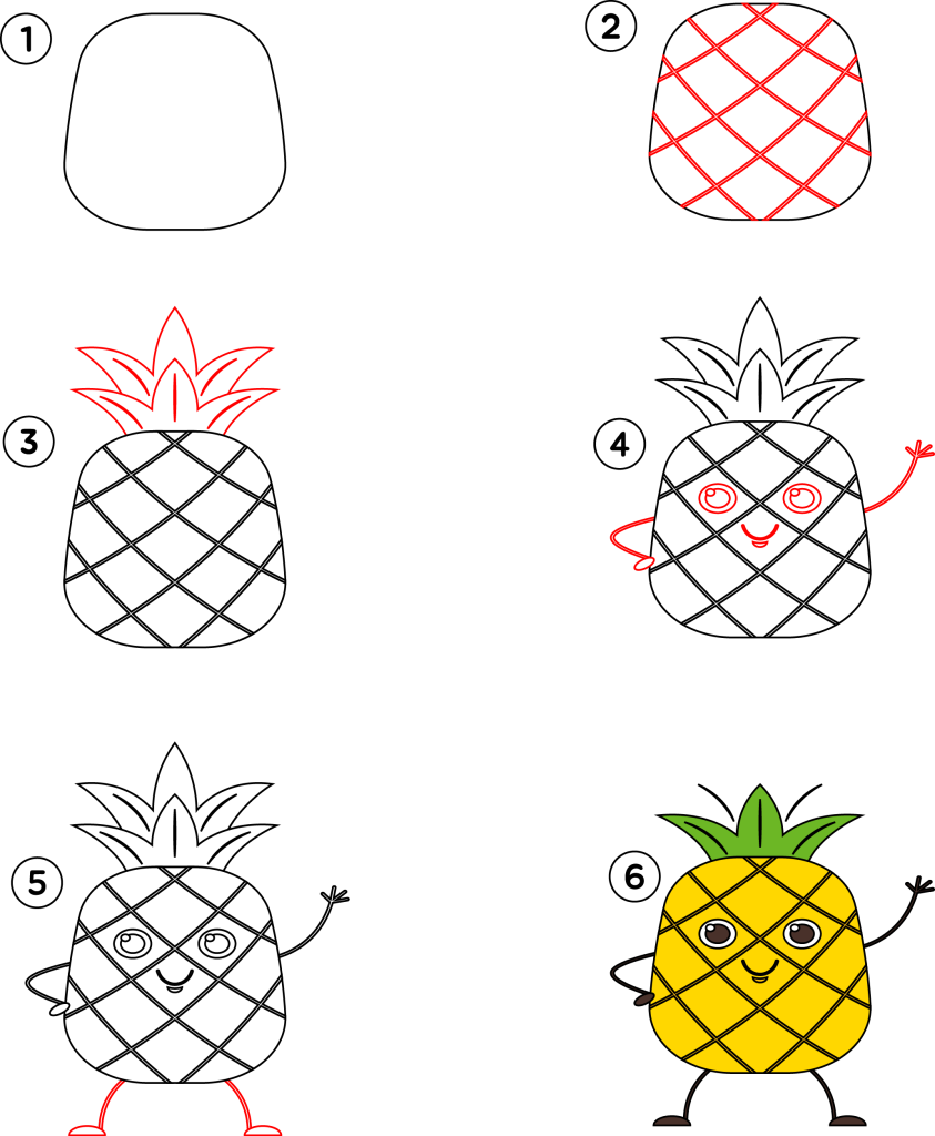 Hoe stap voor stap een ananas tekenen