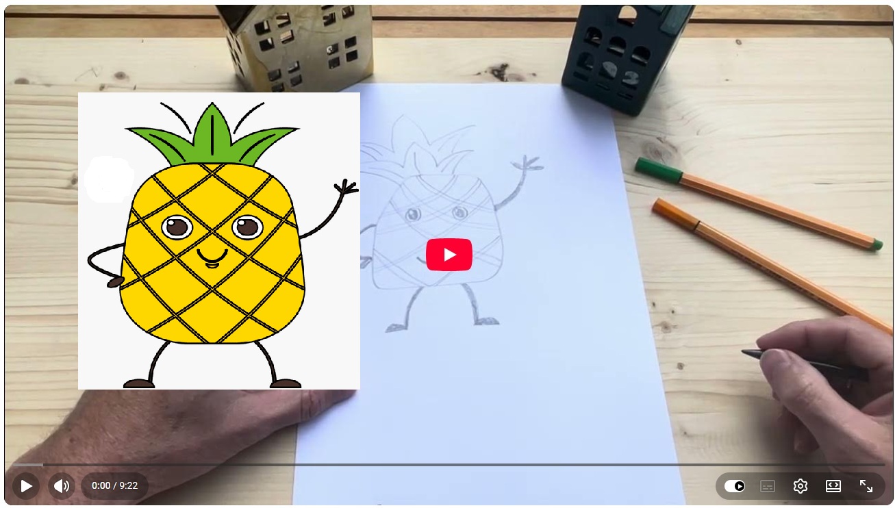 Hoe stap voor stap een ananas tekenen thumbnail