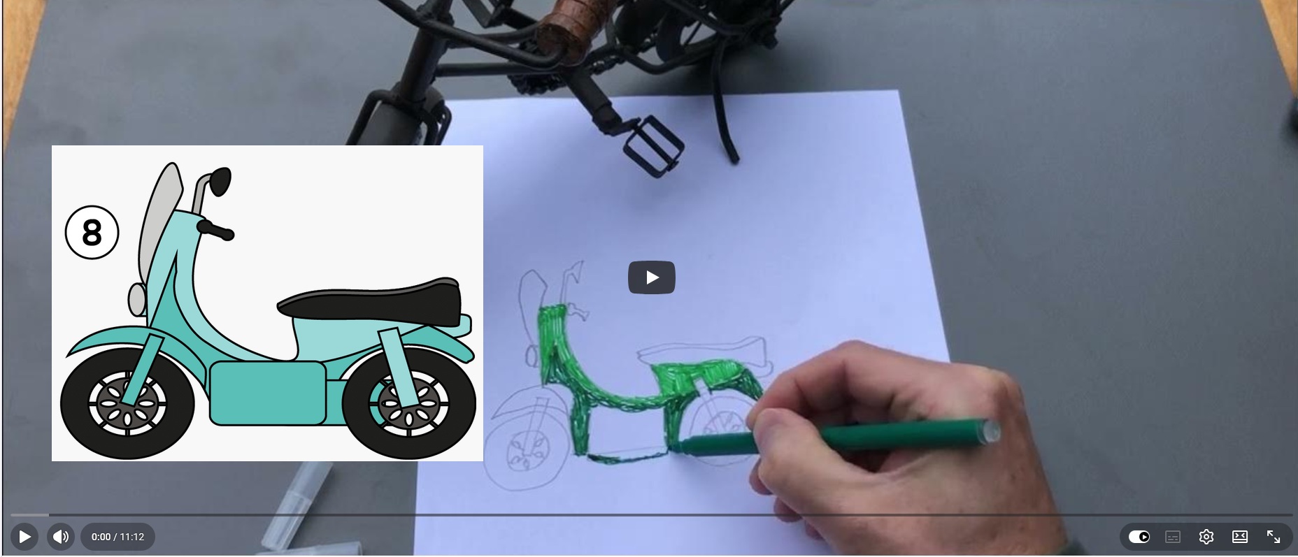 Hoe stap voor stap een motorscooter tekenen thumbnail