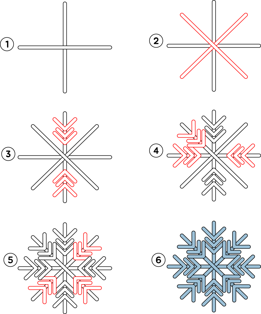 Hoe stap voor stap een sneeuwvlok tekenen