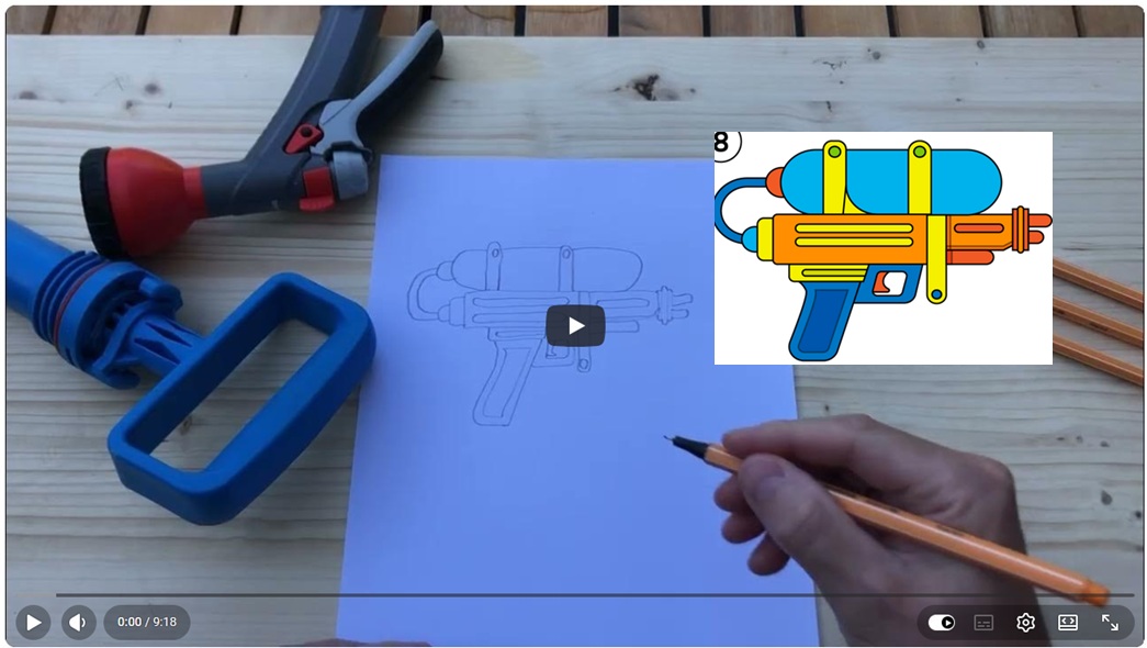Hoe stap voor stap een waterpistool tekenen thumbnail