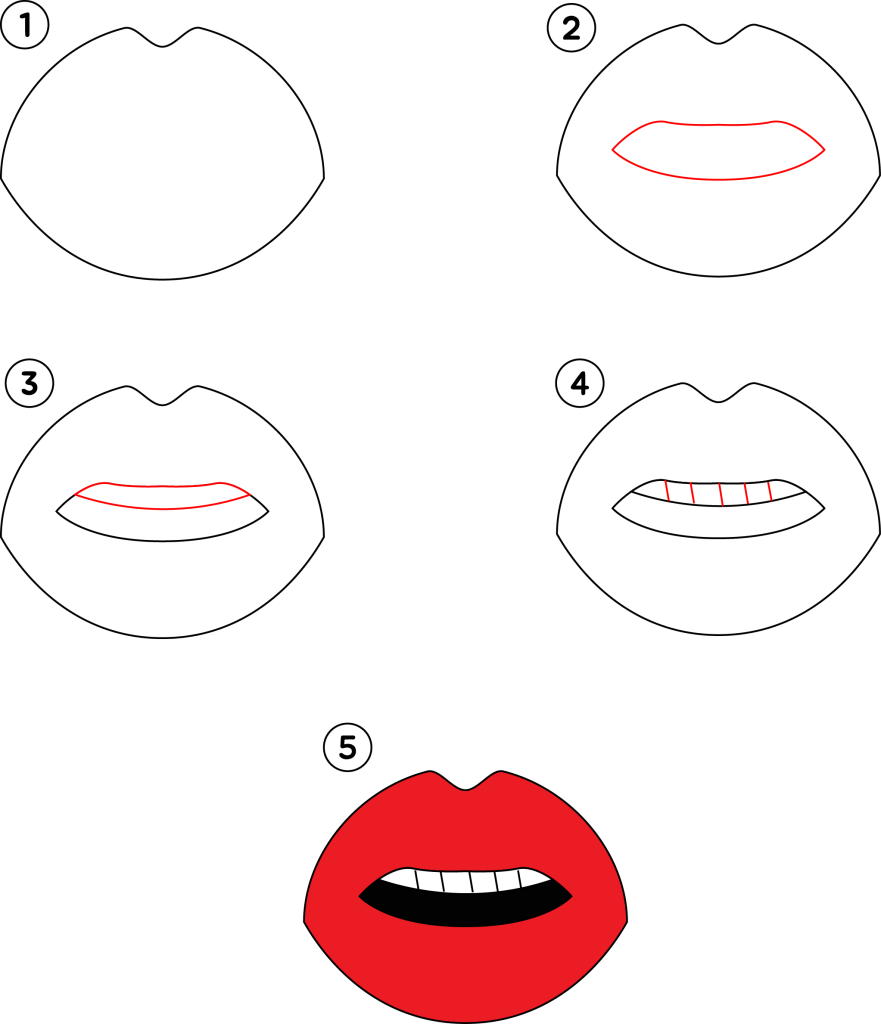 Hoe stap voor stap lippen tekenen