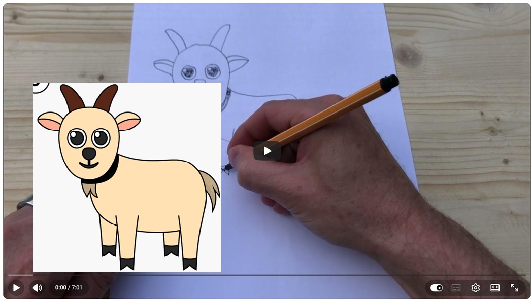 Hoe stap voor stap een geit tekenen thumbnail