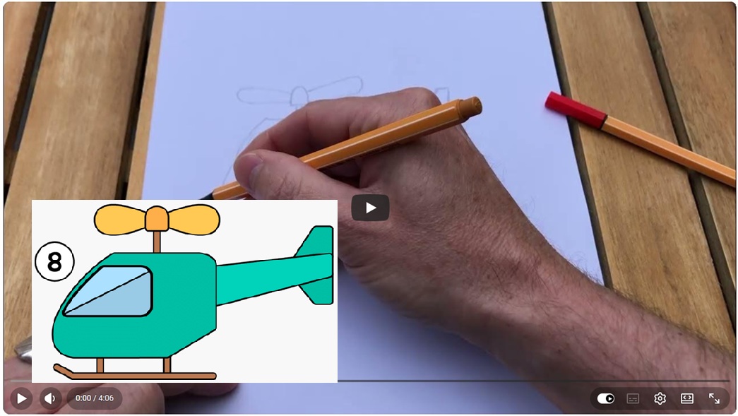 Hoe stap voor stap een helikopter tekenen thumbnail