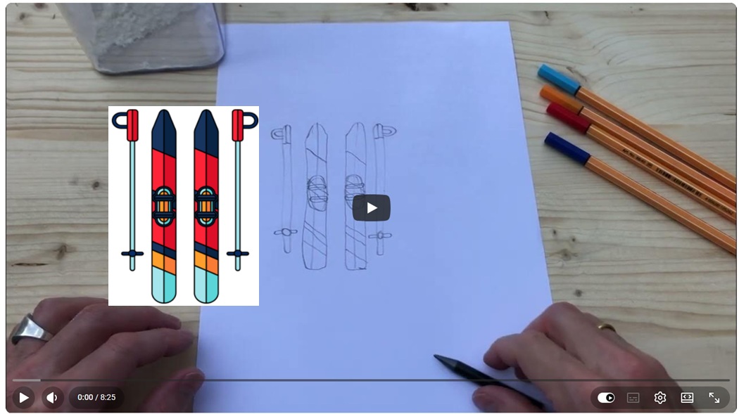 Hoe stap voor stap skis tekenen thumbnail